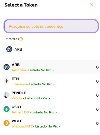 Arbitrum compre cripto no pix