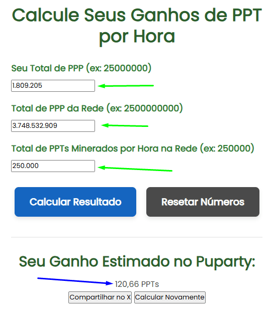 my calculate about ppt earn per hour